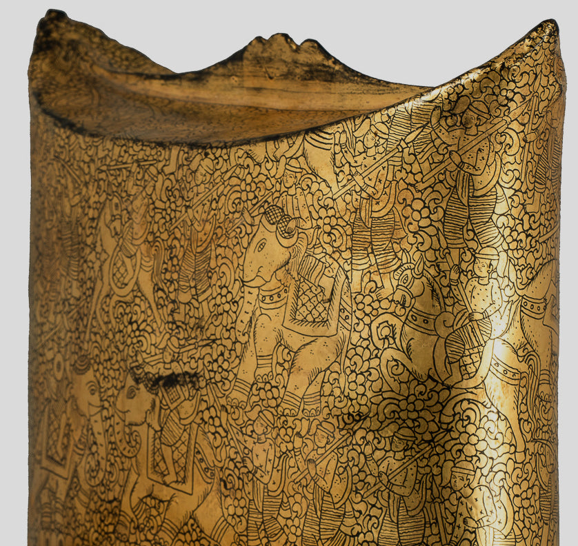 Antiguo titular de dinero de lacado birmano del siglo XIX - 34 cm/14 "de largo