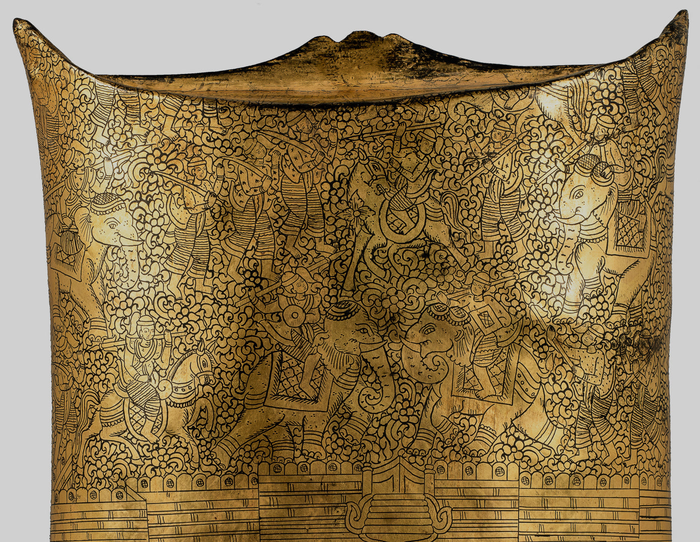 Antiguo titular de dinero de lacado birmano del siglo XIX - 34 cm/14 "de largo