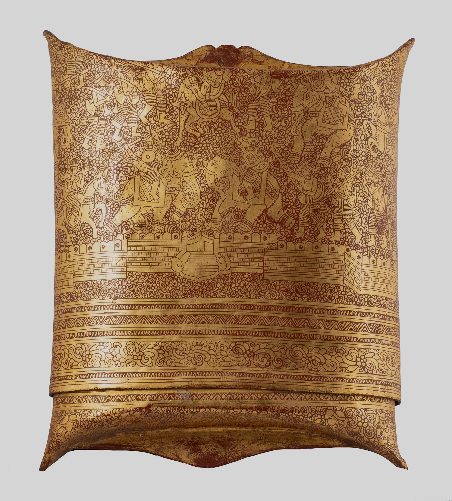 Antiguo titular de dinero de lacado birmano del siglo XIX - 34 cm/14 "de largo