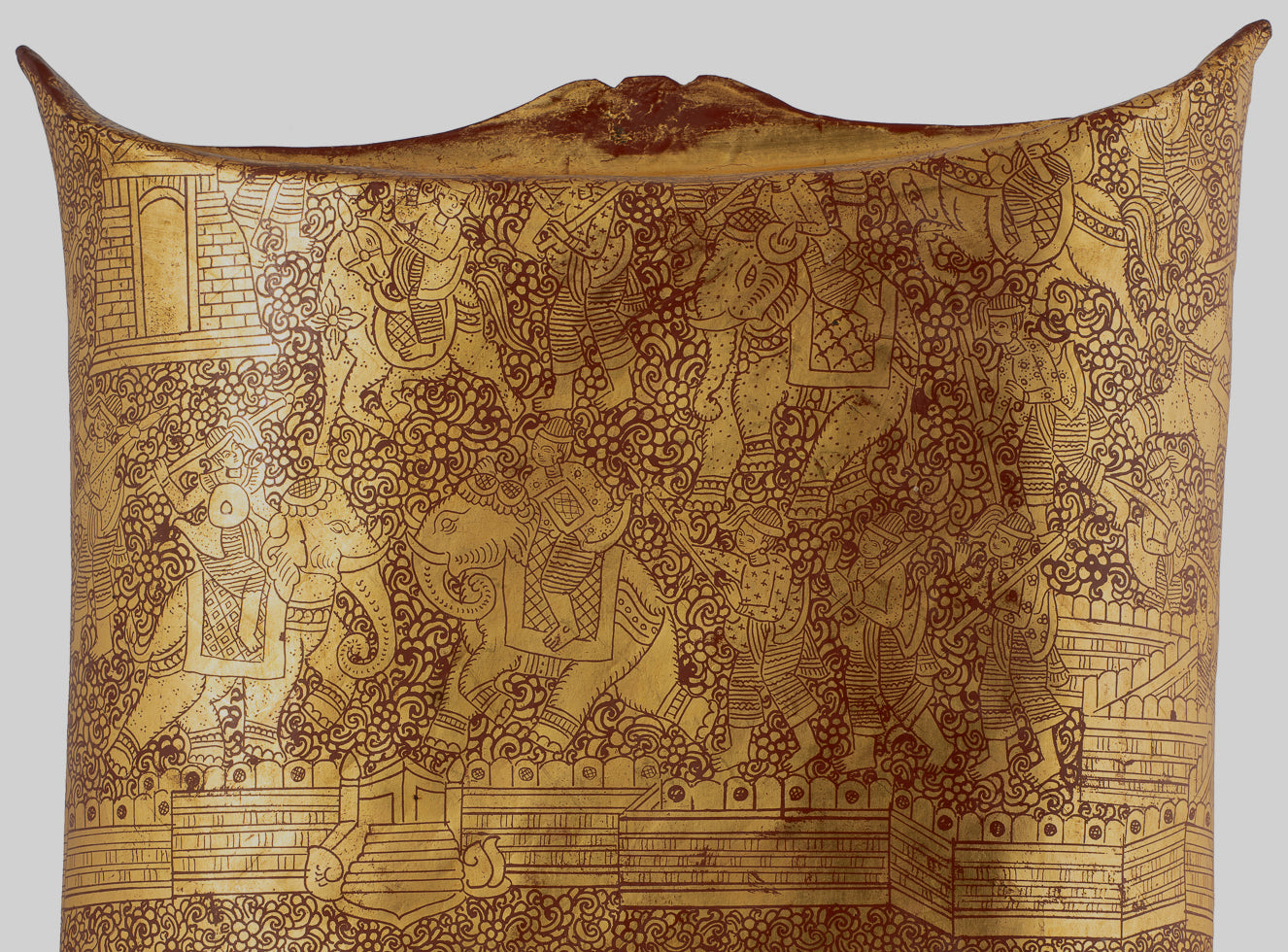 Antiguo titular de dinero de lacado birmano del siglo XIX - 34 cm/14 "de largo