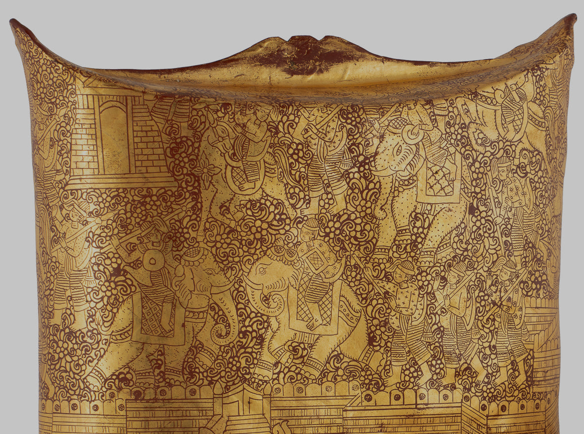 Antiguo titular de dinero de lacado birmano del siglo XIX - 34 cm/14 "de largo