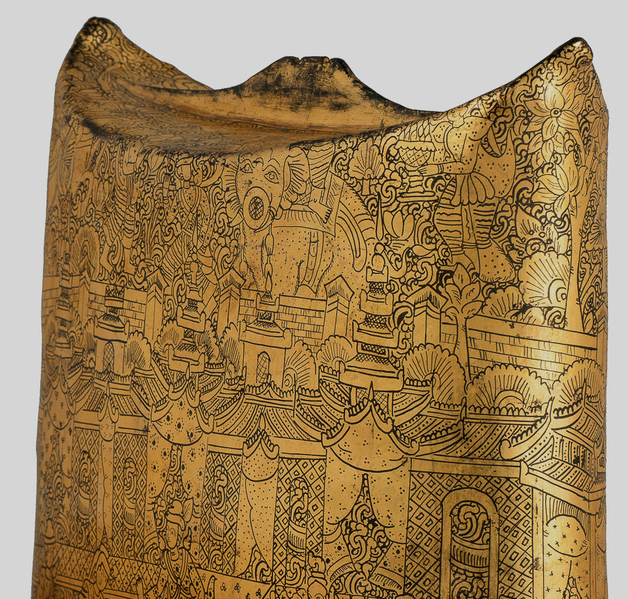 Antique 19th Century Burmese Lacquerware Money Holder - 33cm/13" Long