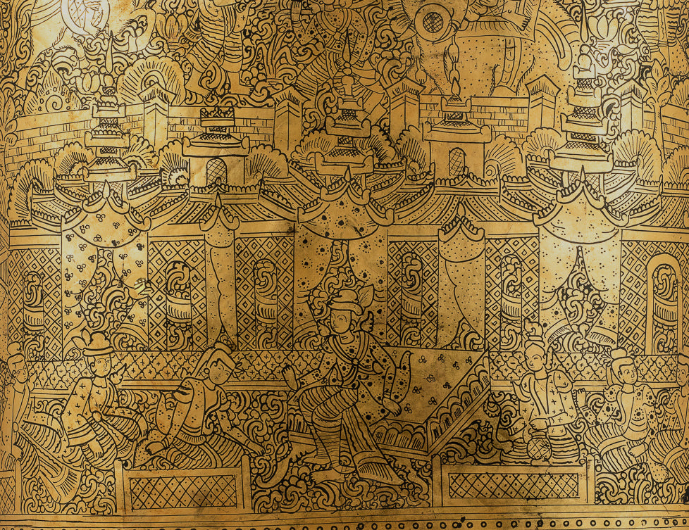 Antique 19th Century Burmese Lacquerware Money Holder - 33cm/13" Long