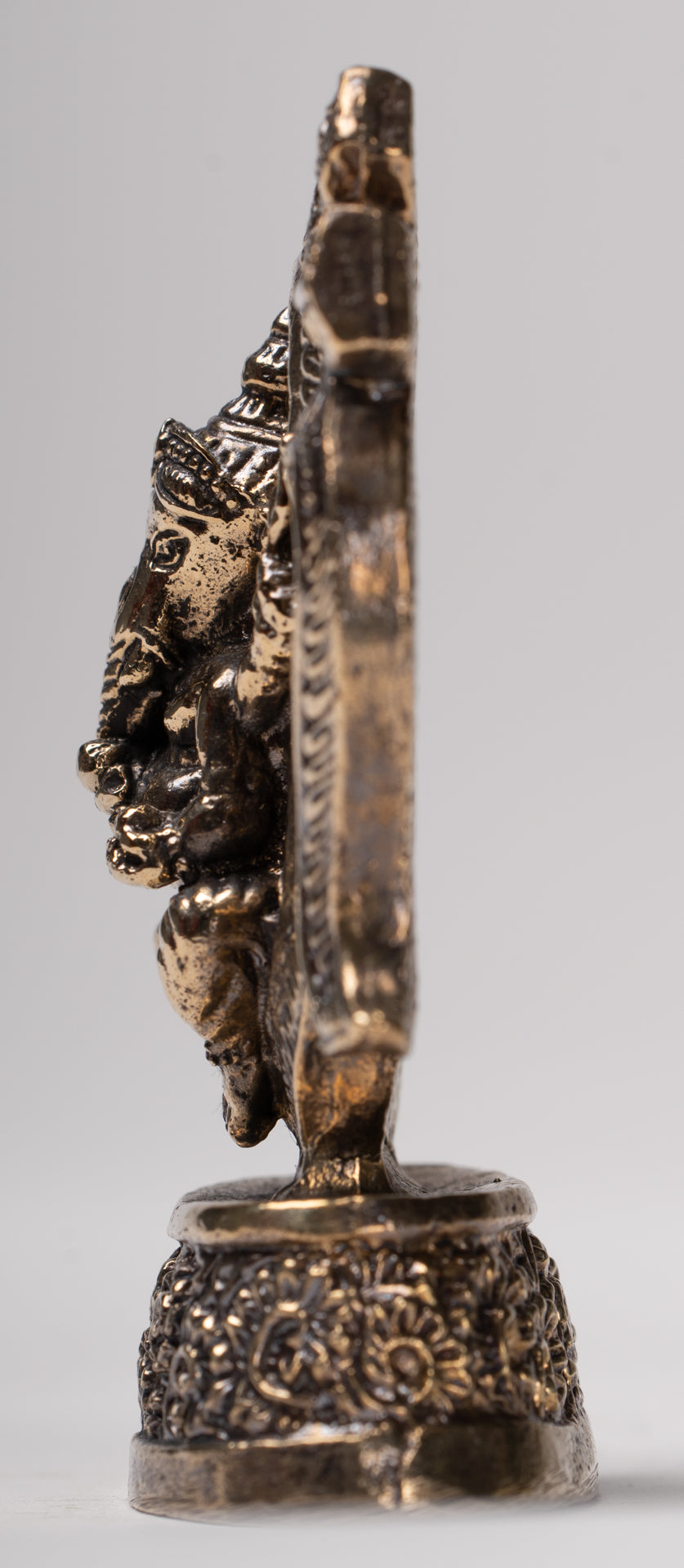 Ganesha Statue - Thailand Brass Seated Ganesh & Om Statue Amulet - 6.5cm(2.55")