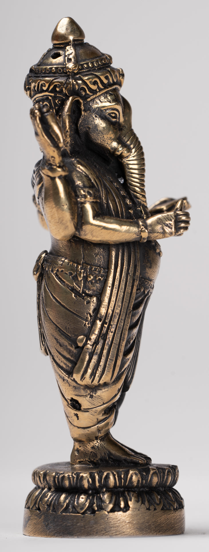 Ganesha Statue - Antique Thai Style Standing Black 4-Arm Ganesha Statue - 12cm/5"