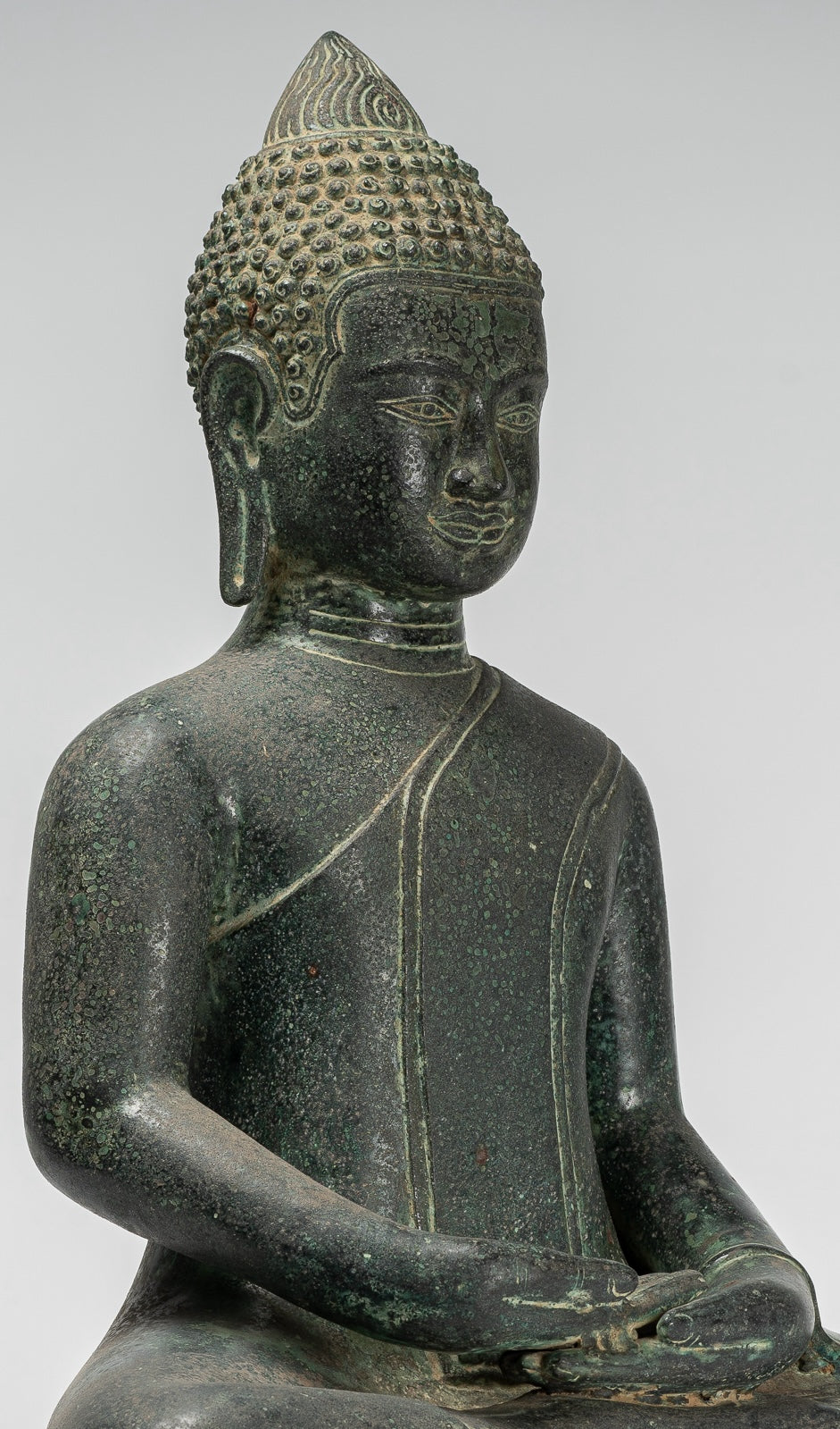 Buddha Statue - Antique Khmer Style Bronze Seated Amitabha Meditation Buddha Statue - 50cm/20"