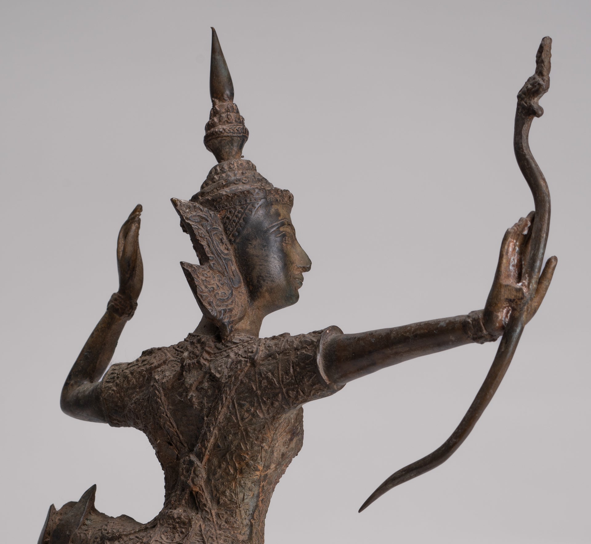 Rama Statue - Antique Thai Style Bronze Thai Rama - Avatar of Vishnu - 37cm/15"