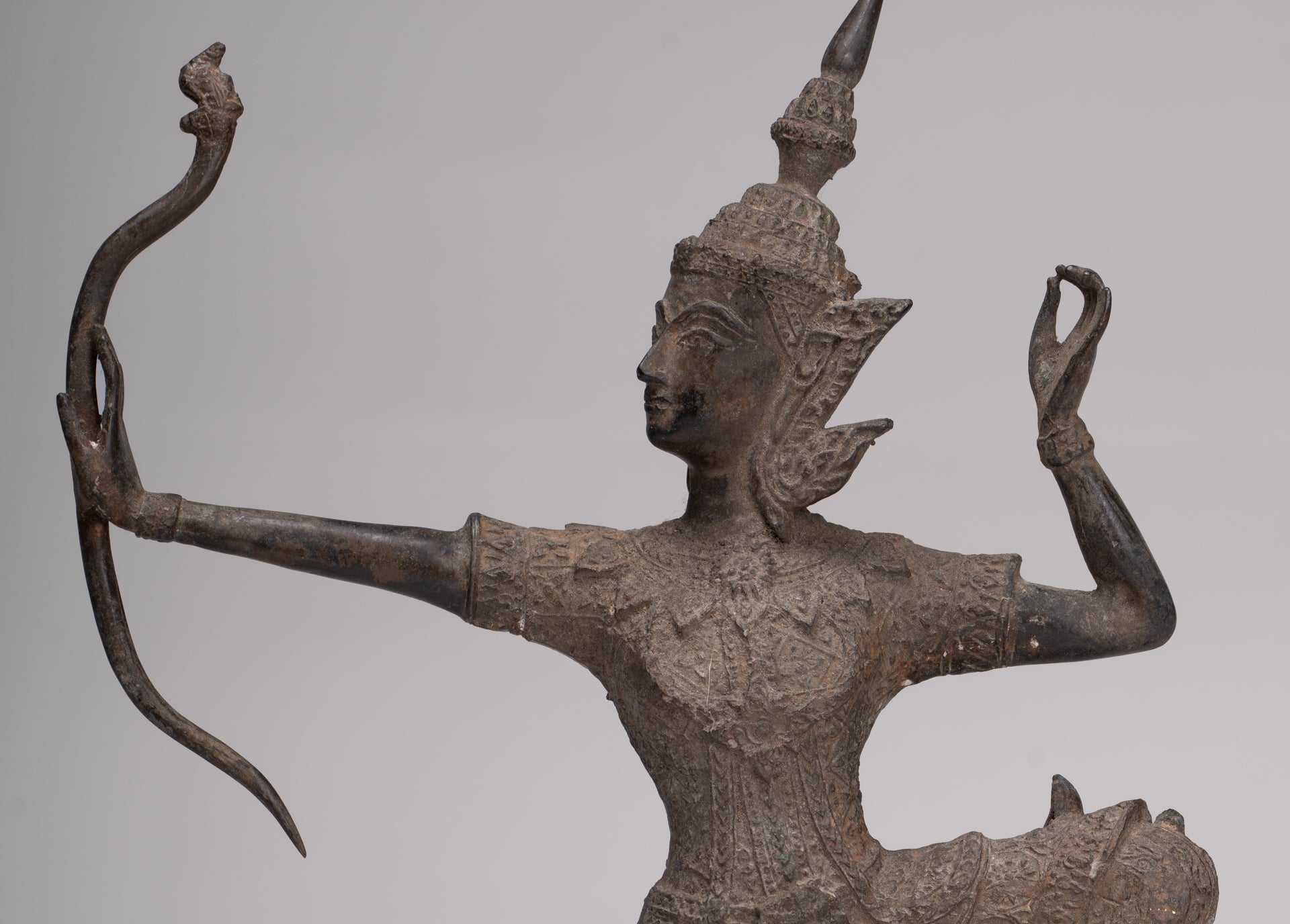 Rama Statue - Antique Thai Style Bronze Thai Rama - Avatar of Vishnu - 37cm/15"