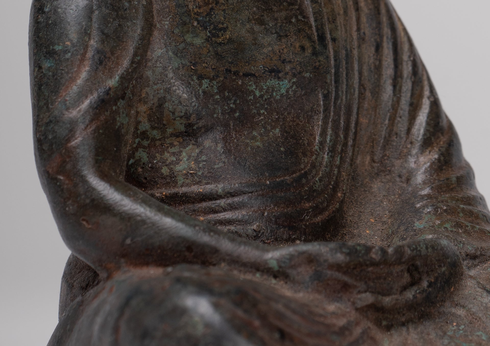 Buddha Statue - Antique Japanese Style Bronze Seated Amida Amitabha Meditation Buddha Statue - 10cm/4"