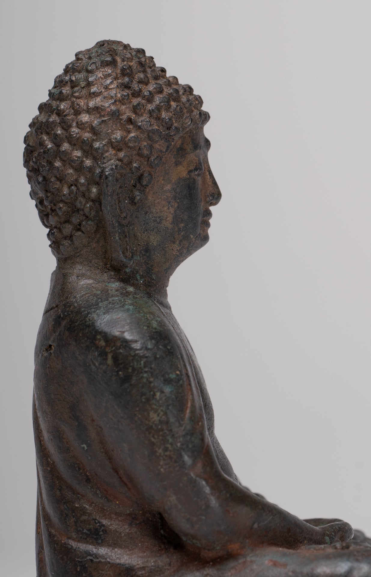 Buddha Statue - Antique Japanese Style Bronze Seated Amida Amitabha Meditation Buddha Statue - 10cm/4"