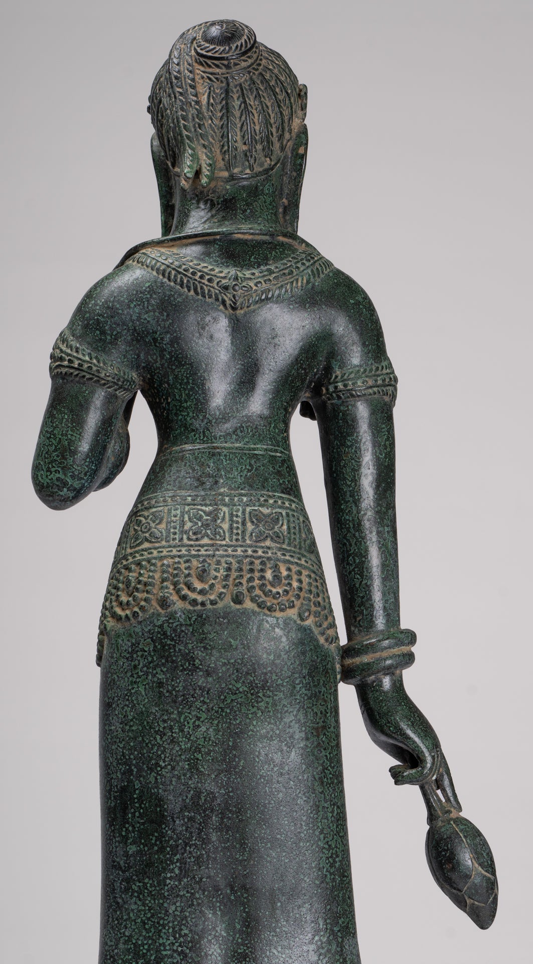 Antique Khmer Style Bronze Banteay Srei Style Standing Devatas - 69cm/28"