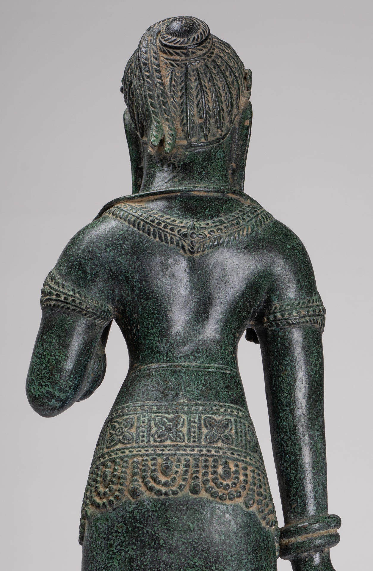 Antique Khmer Style Bronze Banteay Srei Style Standing Devatas - 69cm/28"