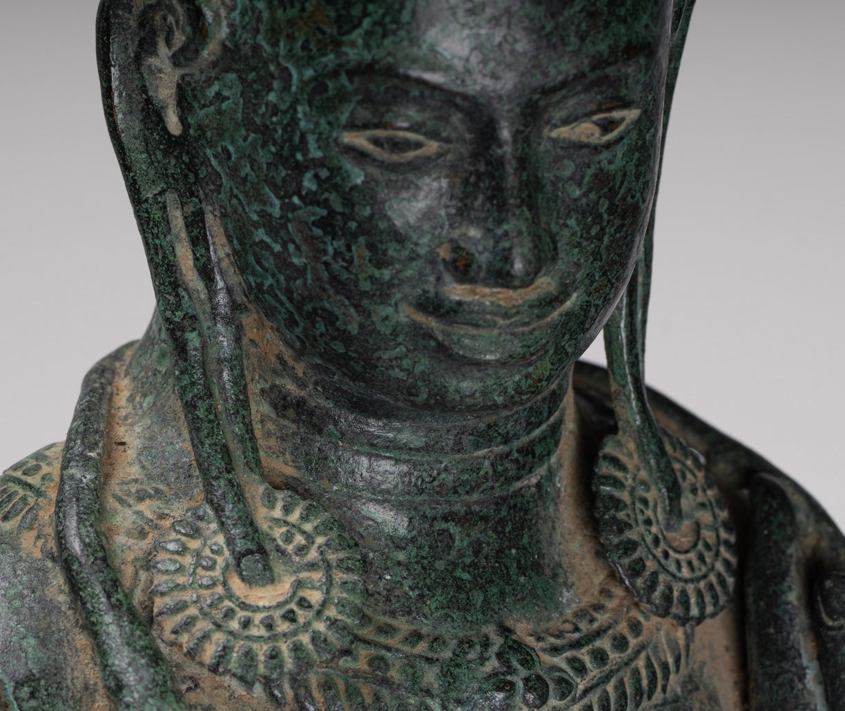 Antique Khmer Style Bronze Banteay Srei Style Standing Devatas - 69cm/28"