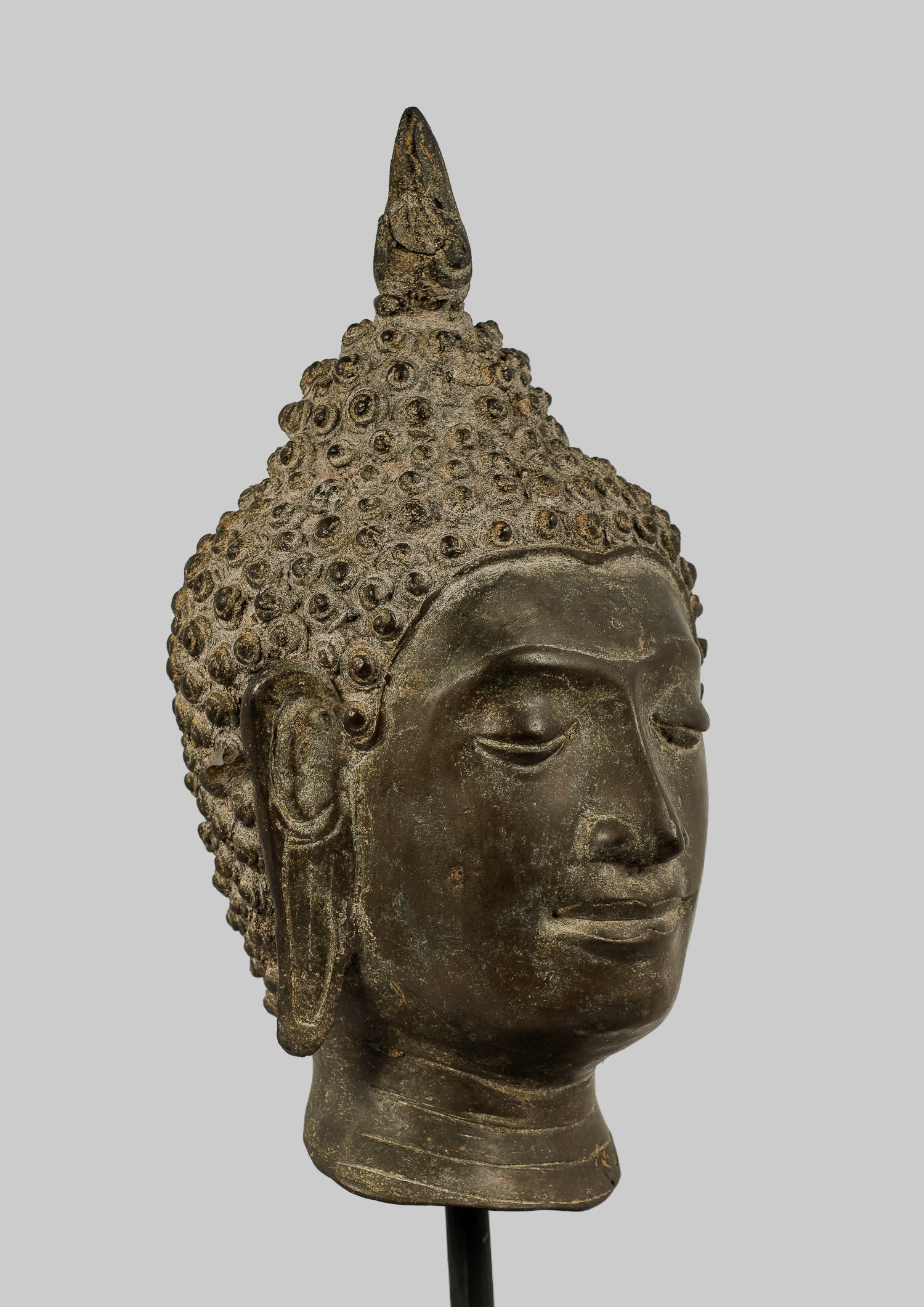 Antique Buddha Statue - Statue della testa del Buddha montata Chiang del 18 ° secolo - 30 cm/12 "