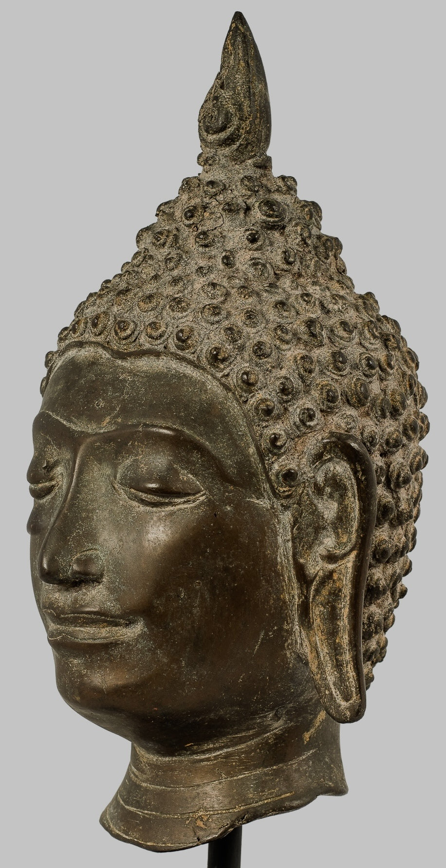 Antique Buddha Statue - Statue della testa del Buddha montata Chiang del 18 ° secolo - 30 cm/12 "