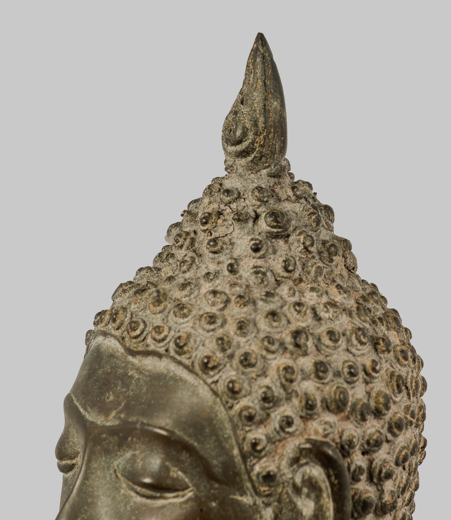 Antique Buddha Statue - Statue della testa del Buddha montata Chiang del 18 ° secolo - 30 cm/12 "