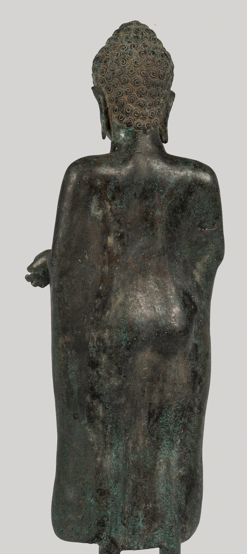 Antique Thai Style Bronze Buddha in Dharmachakra Teaching Mudra - 84cm/34"