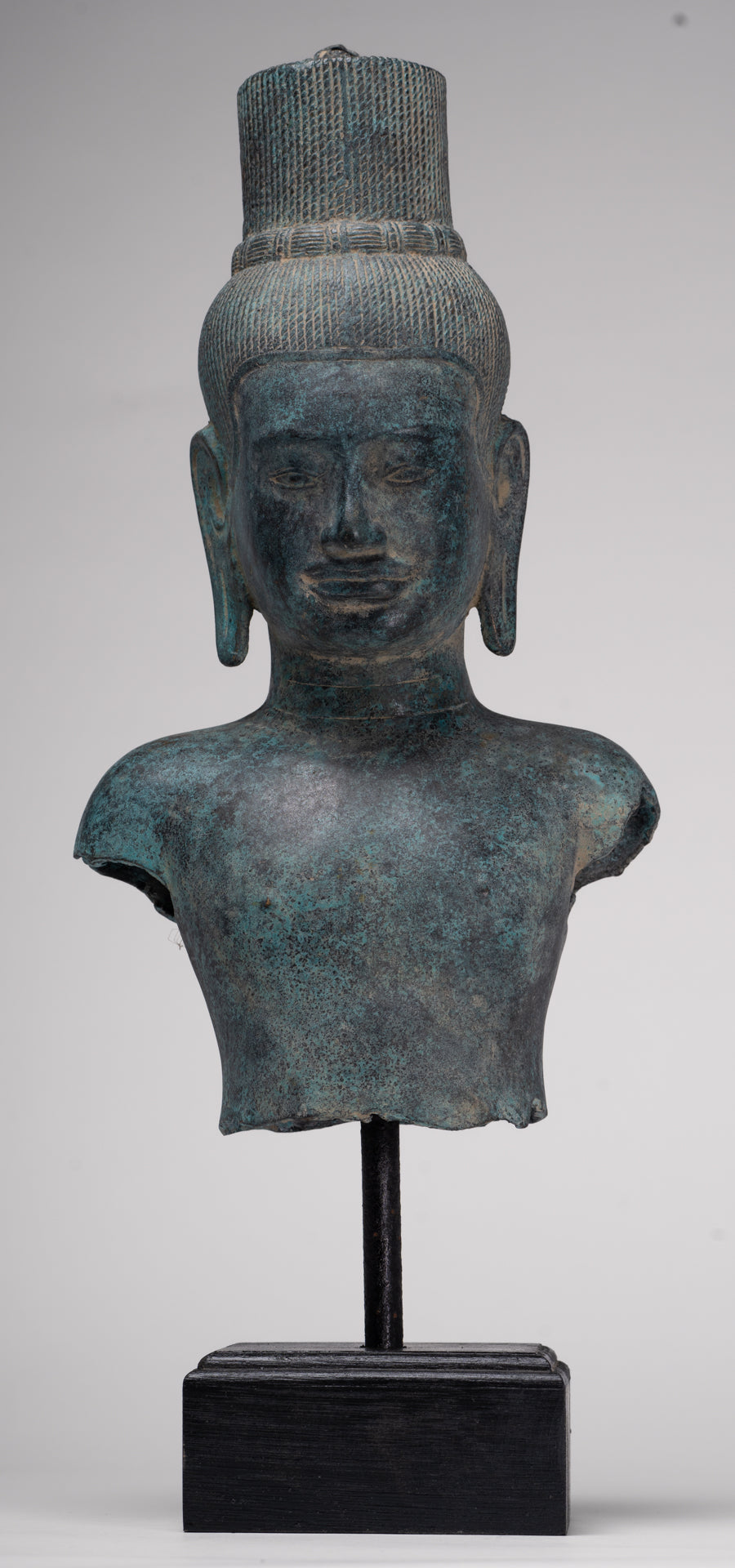 Vishnu Statue - Antique Khmer Style Bronze Koh Ker Style Vishnu Torso Statue - 47cm/19"