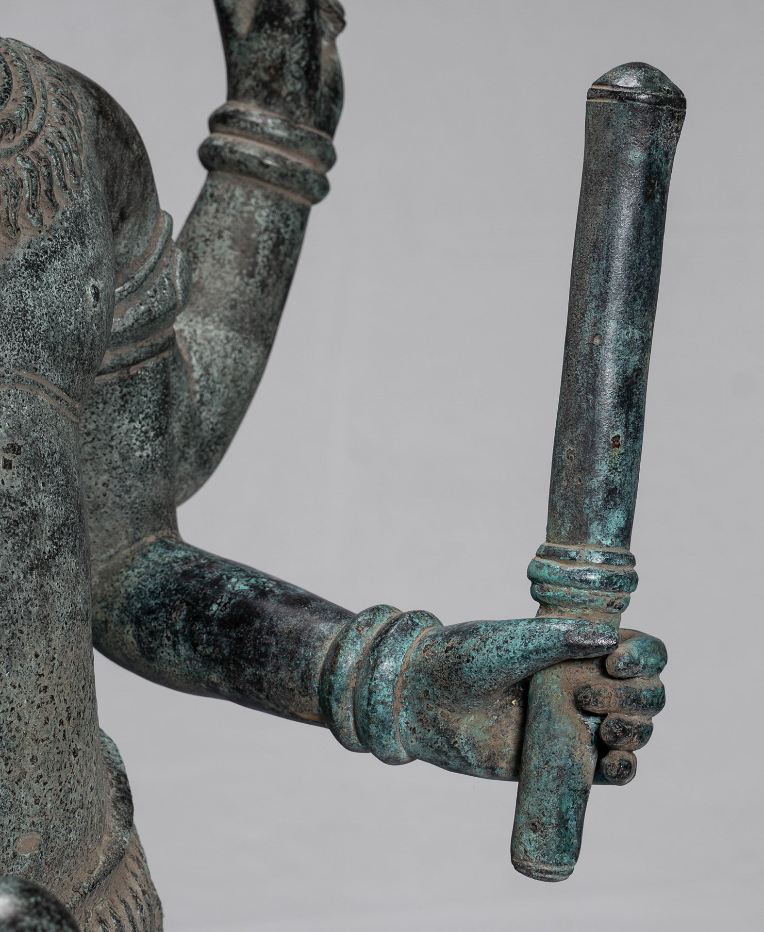 Antique Khmer Style Bronze Standing Bayon Vishnu Statue - Protector - 130cm/52"