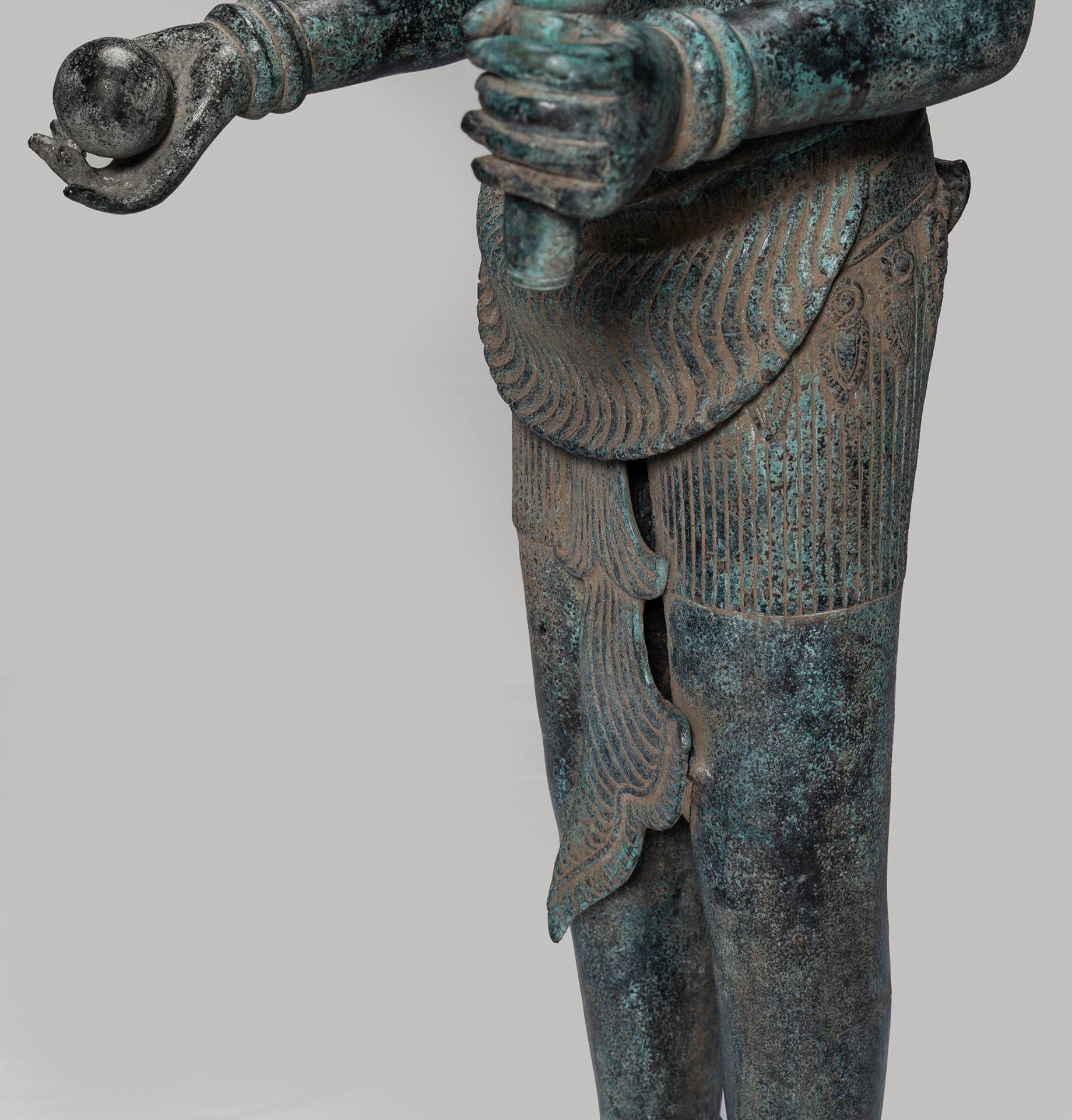 Antique Khmer Style Bronze Standing Bayon Vishnu Statue - Protector - 130cm/52"