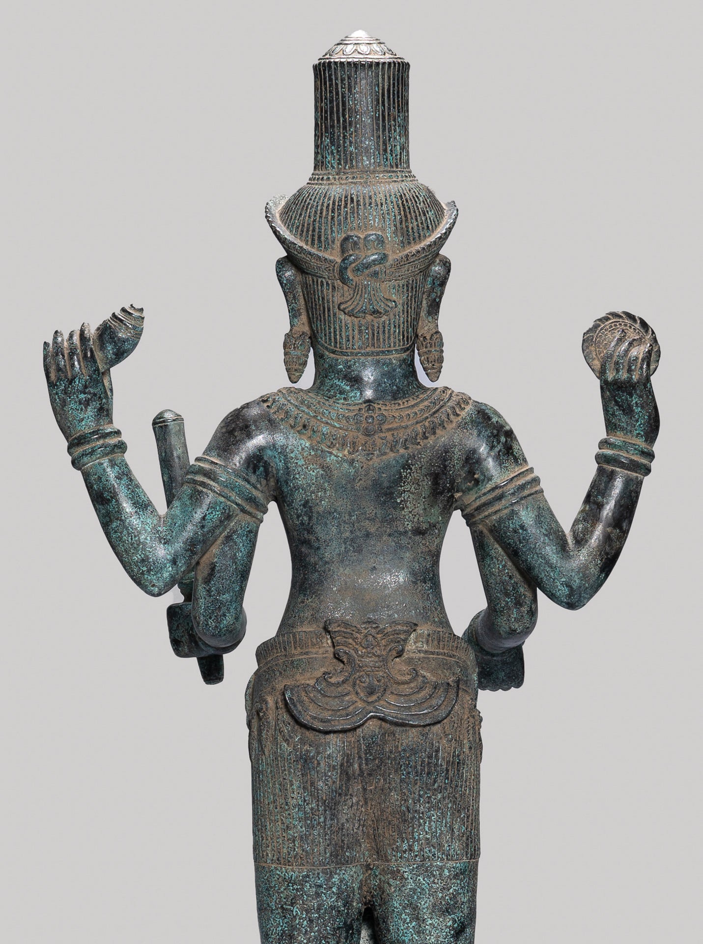 Antique Khmer Style Bronze Standing Bayon Vishnu Statue - Protector - 130cm/52"