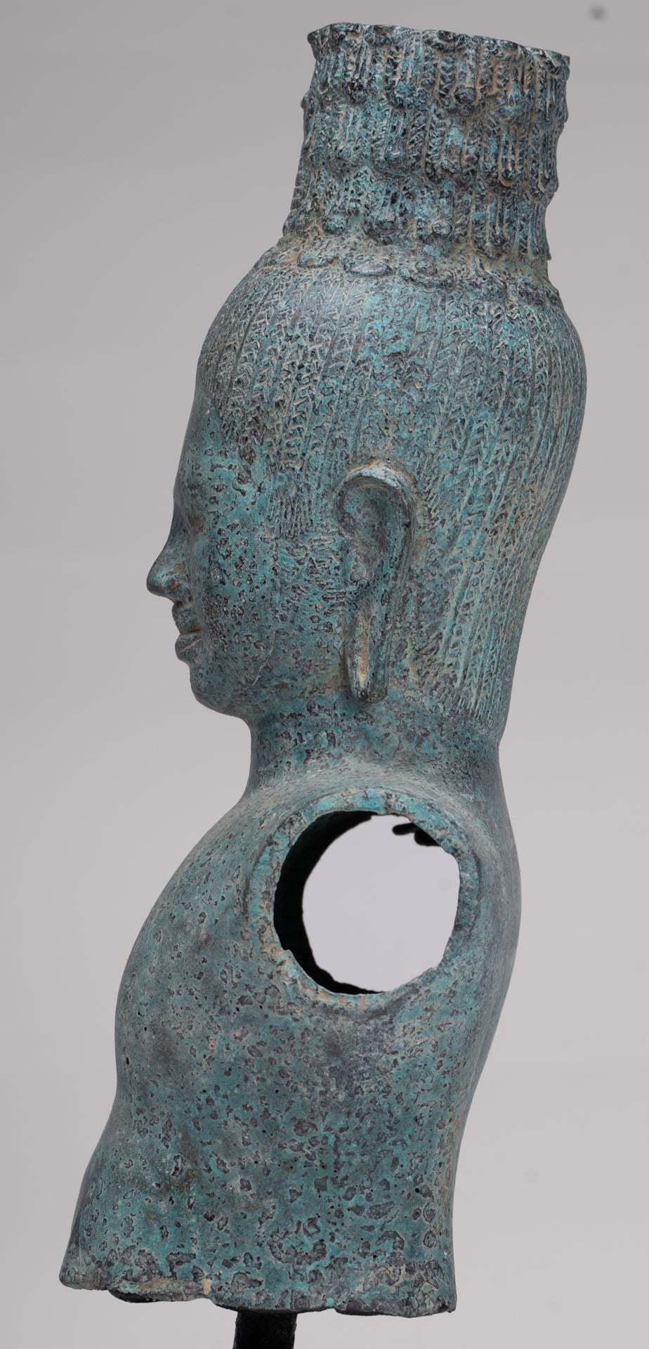 Buddha Statue - Antique Khmer Style Bronze Prakhon Chai Style Maitreya Buddha Torso Statue - 42cm/17"