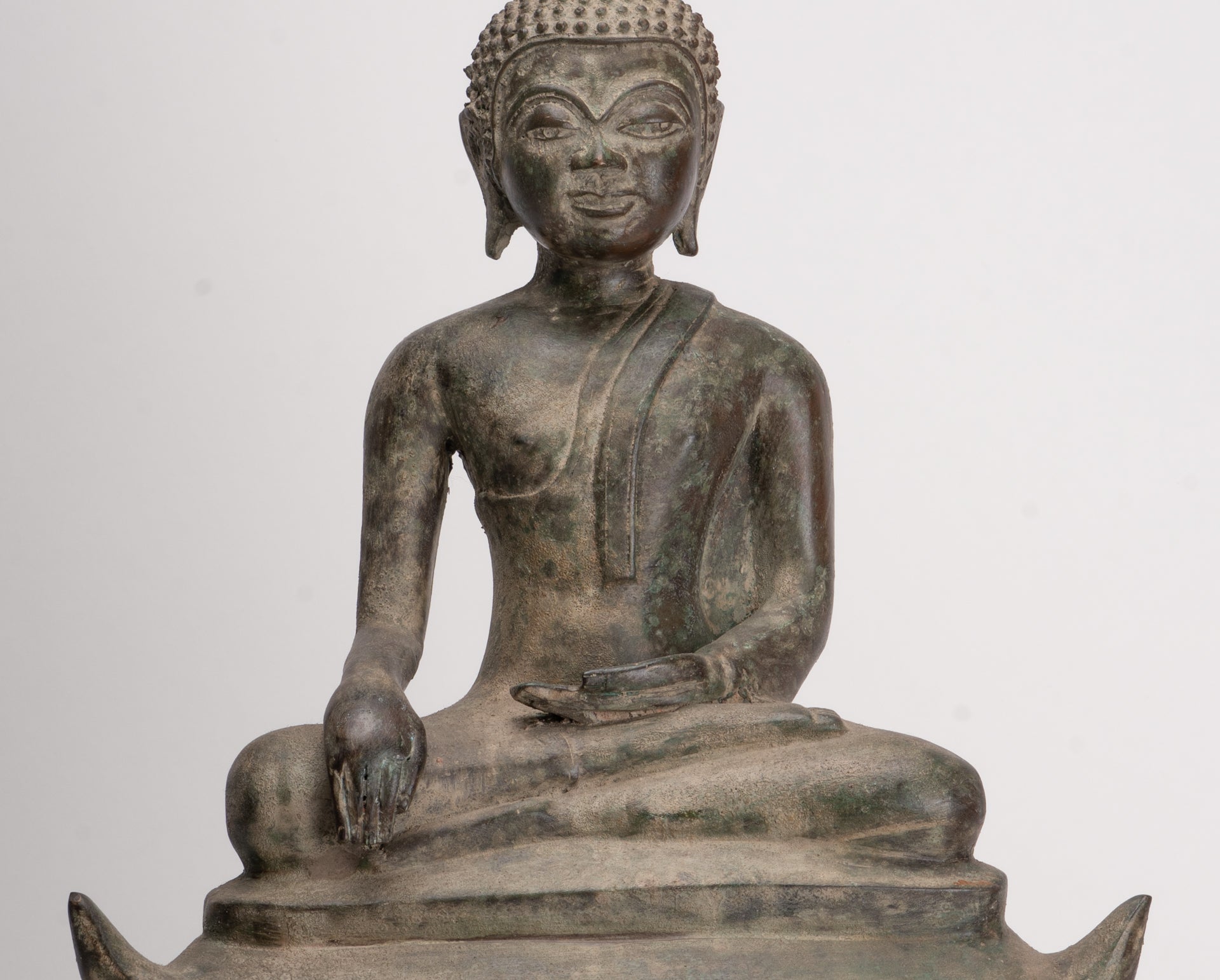 Buddha - Antique Laos Style Seated Bronze Enlightenment Buddha Statue - 54cm/22"