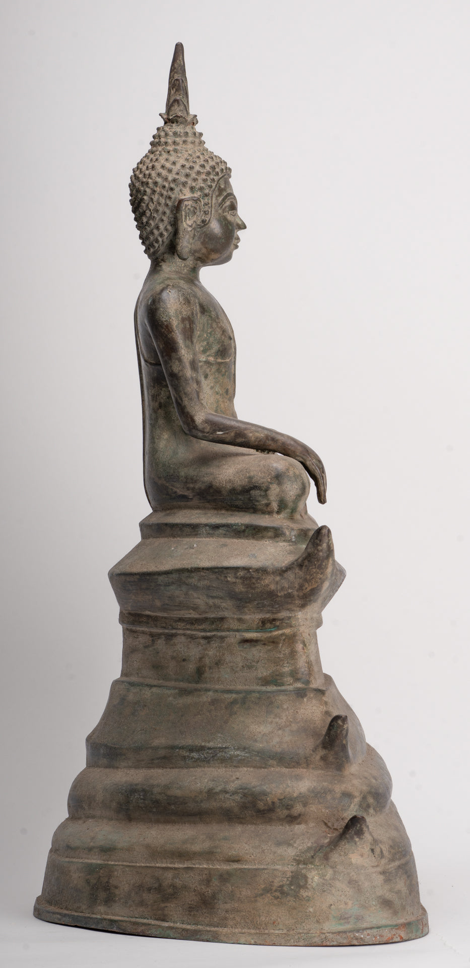 Buddha - Antique Laos Style Seated Bronze Enlightenment Buddha Statue - 54cm/22"