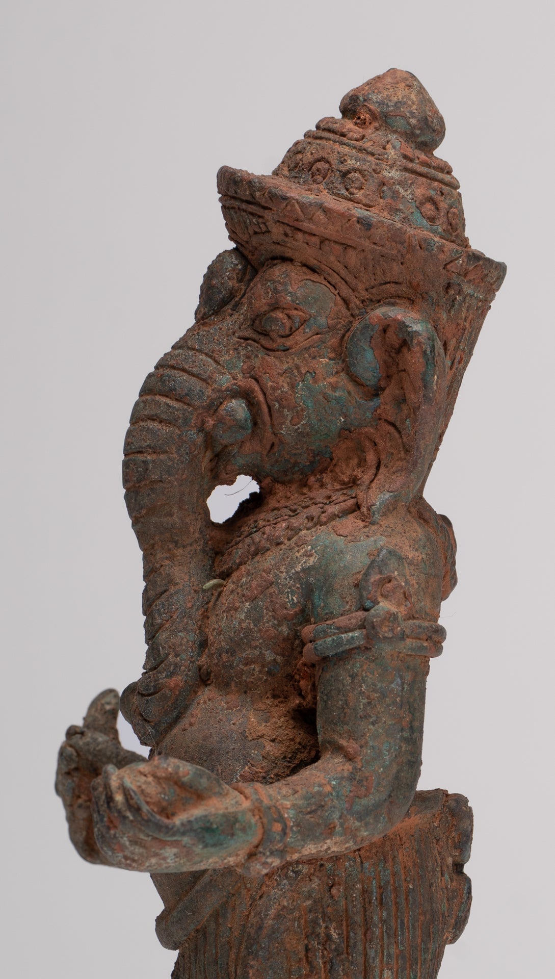 Ganesha Statue - Antique Thai Style Bronze Standing Ganesh Statue - 18.5cm/7"