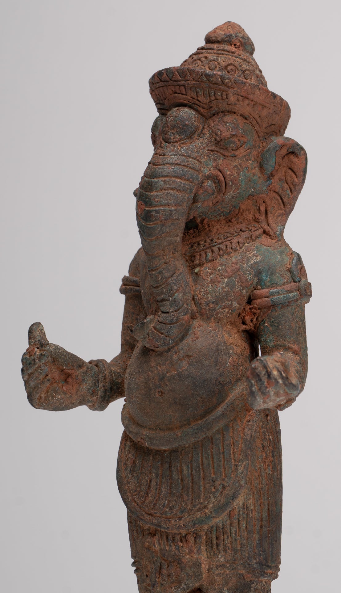 Ganesha Statue - Antique Thai Style Bronze Standing Ganesh Statue - 18.5cm/7"