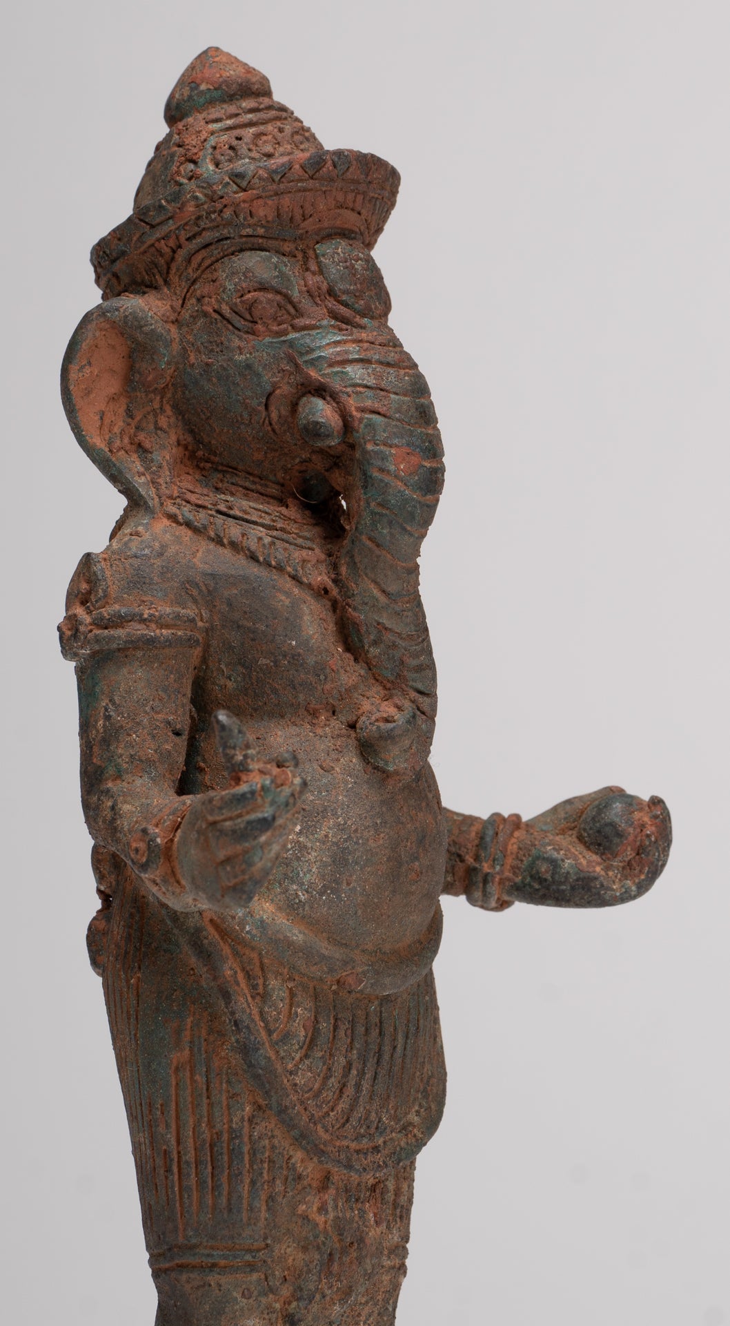 Ganesha Statue - Antique Thai Style Bronze Standing Ganesh Statue - 18.5cm/7"