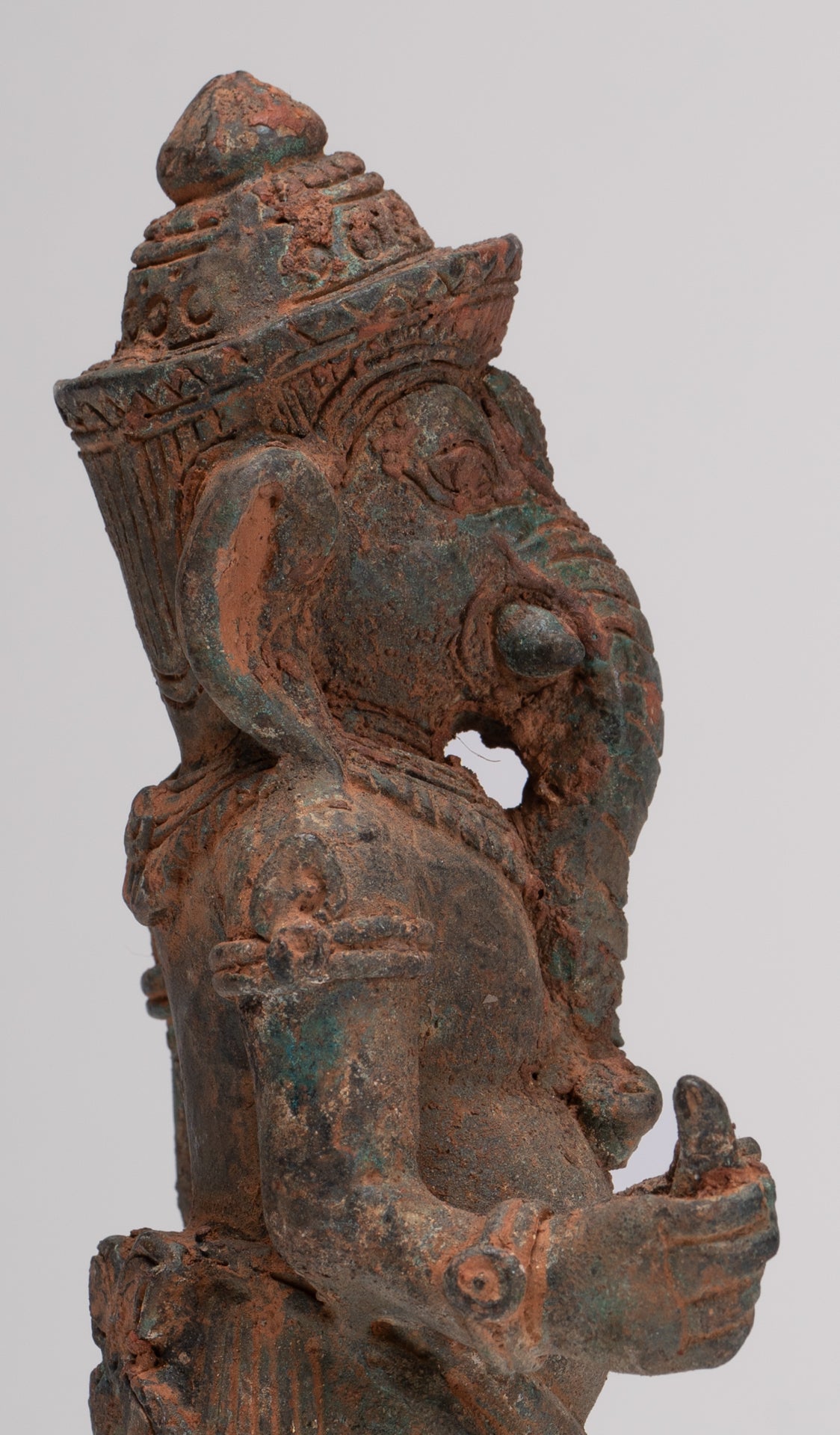 Ganesha Statue - Antique Thai Style Bronze Standing Ganesh Statue - 18.5cm/7"