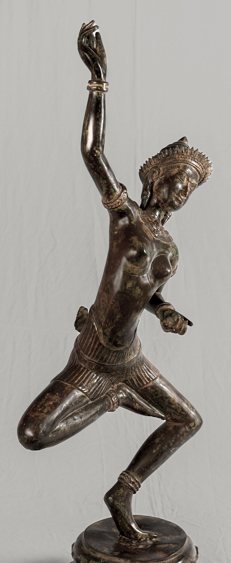 Antique Thai Style Bronze Dancing Apsara or Angel Statue - 85cm/34"