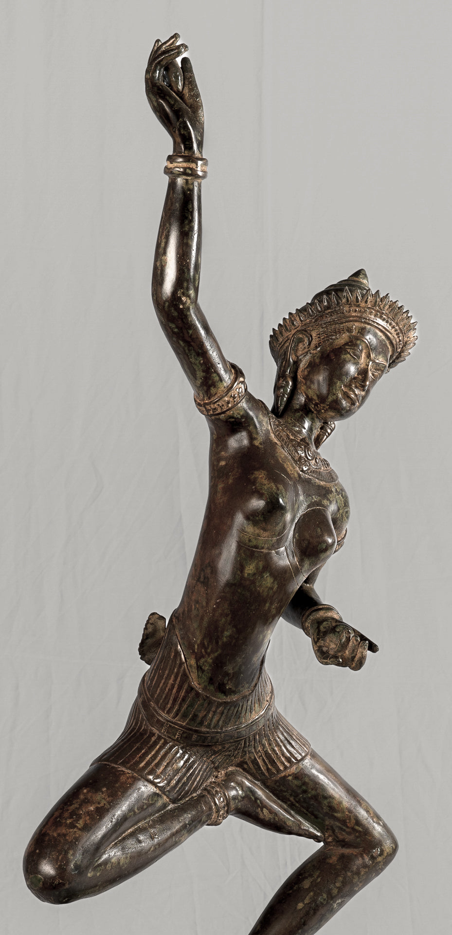 Antique Thai Style Bronze Dancing Apsara or Angel Statue - 85cm/34"