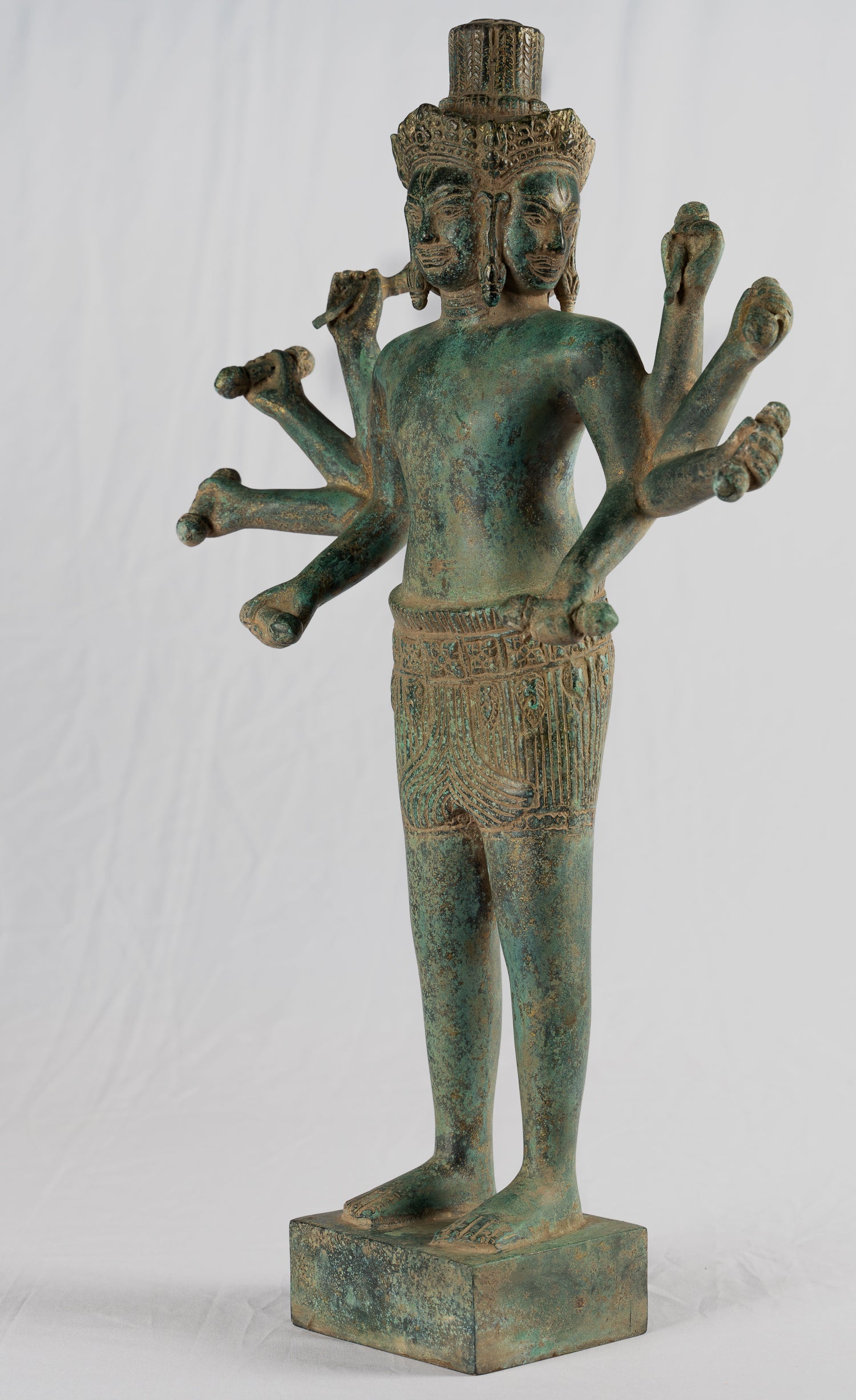 Statua Brahma - Antique Khmer Style Koh Ker in piedi Bronzo Brahma - Creazione di Dio indù - 50 cm/20 "