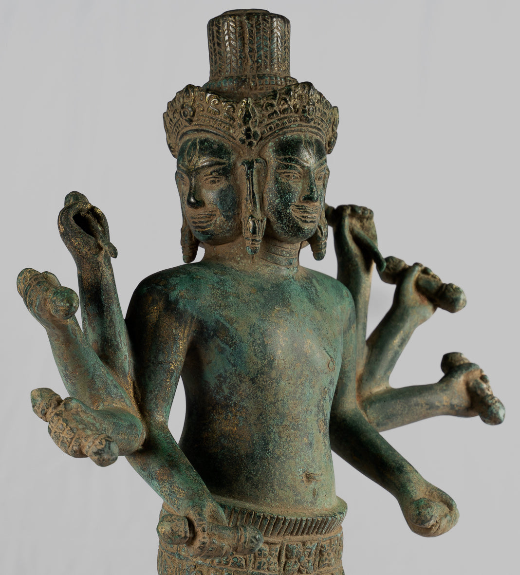 Statua Brahma - Antique Khmer Style Koh Ker in piedi Bronzo Brahma - Creazione di Dio indù - 50 cm/20 "