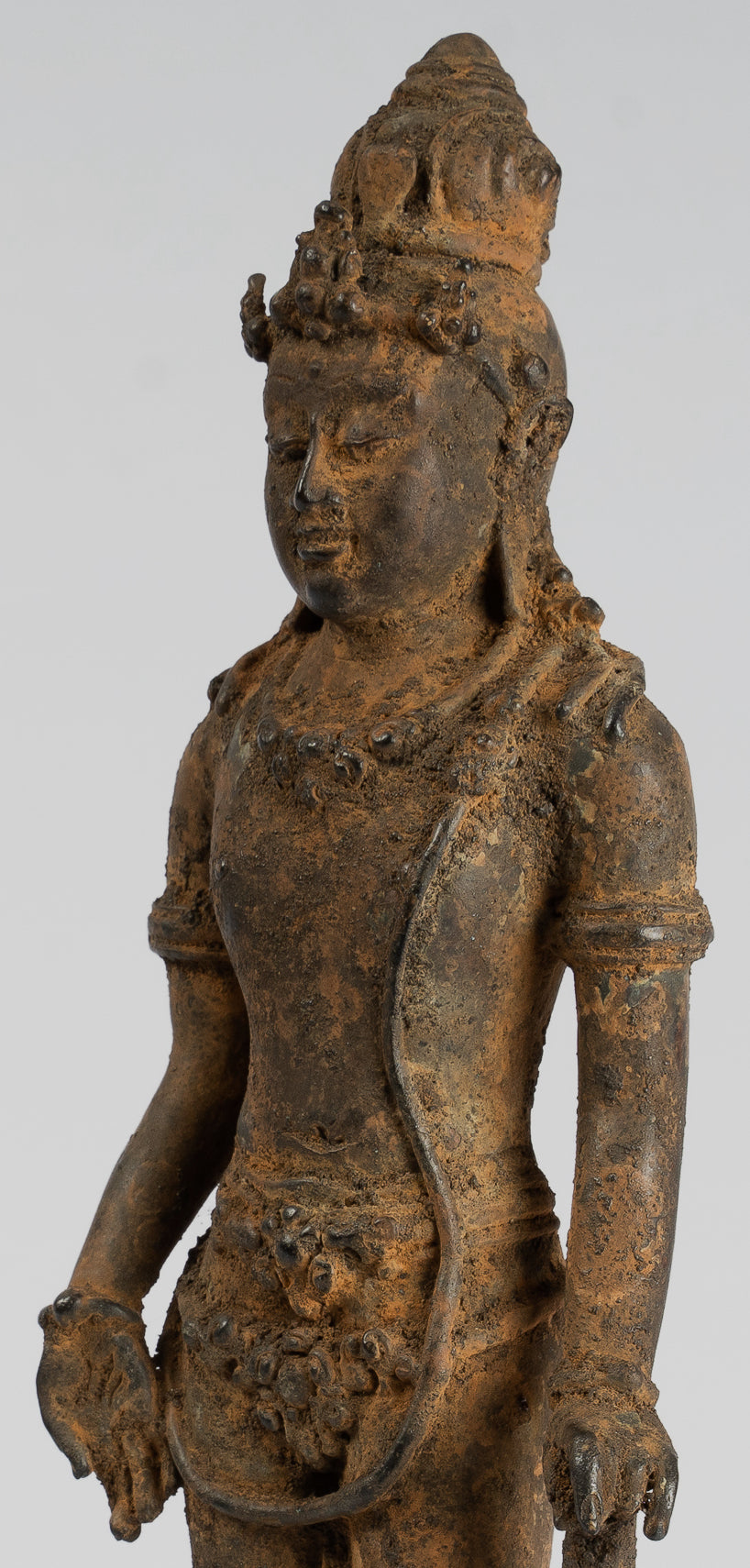 Vishnu - Estatua de bronce de alumno de estilo Java antiguo de Java - 29cm/11 "