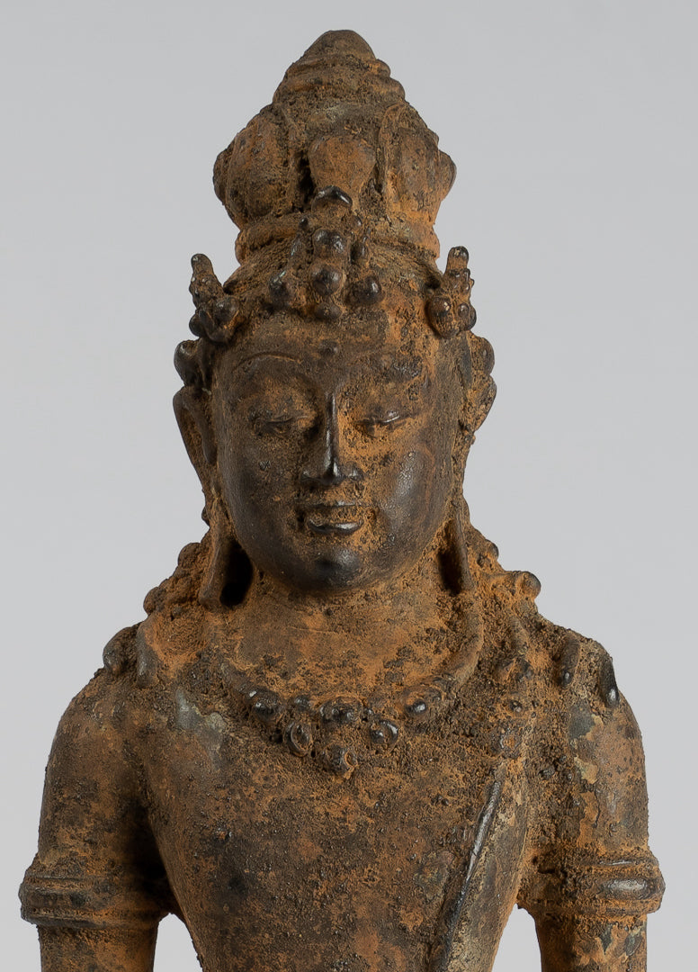 Vishnu - Estatua de bronce de alumno de estilo Java antiguo de Java - 29cm/11 "