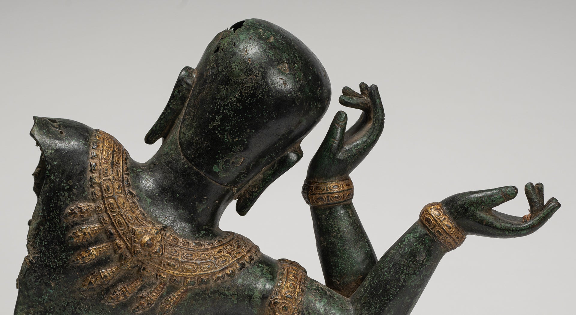 Antique Khmer Style Baphuon Reclining Bronze Vishnu Statue - 32cm/13"