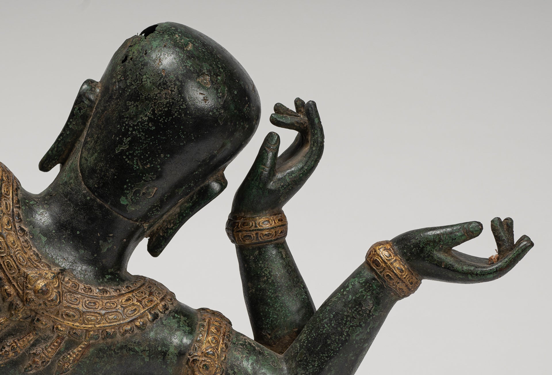 Antique Khmer Style Baphuon Reclining Bronze Vishnu Statue - 32cm/13"