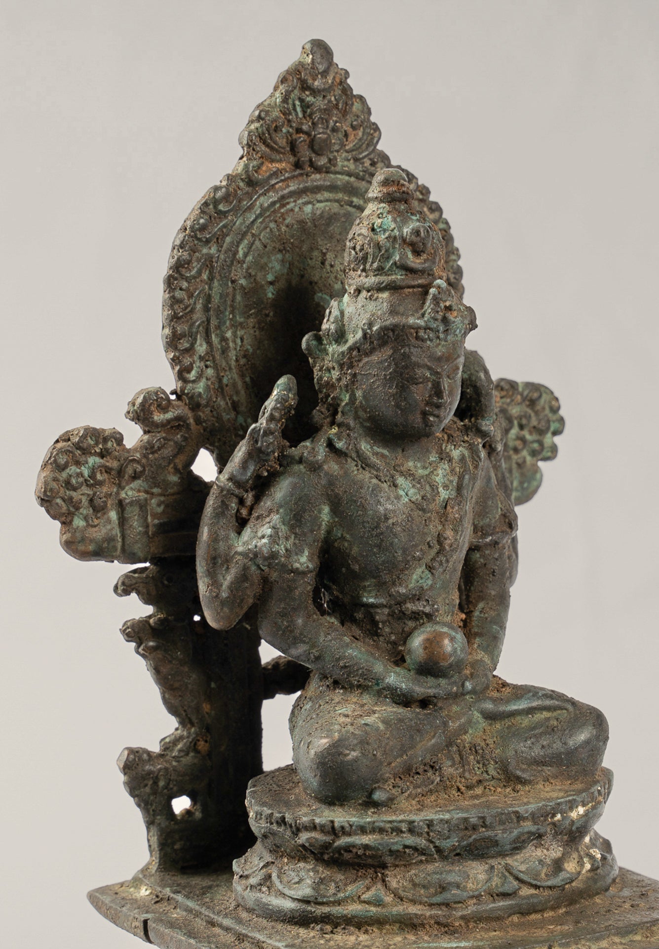 Shiva Statue - Antique Indonesian Style Bronze Javanese Seated 4-Arm Shiva Statue - 20cm/8"