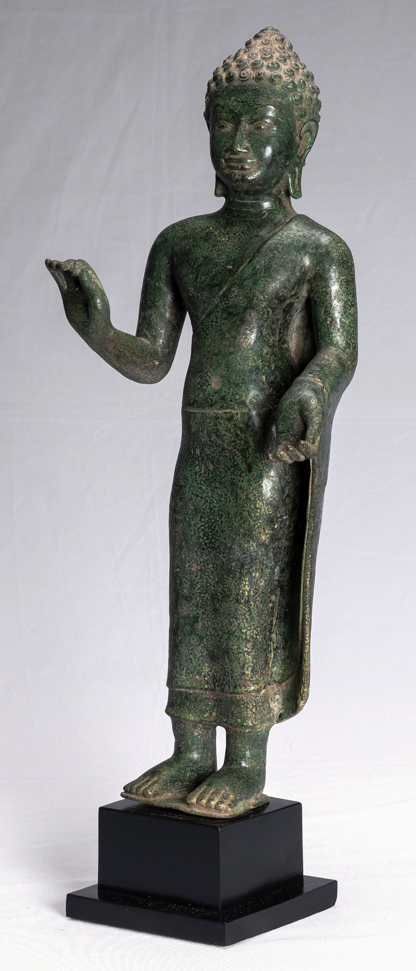 Buddha Statue - Antique Thai Style Dvaravati Bronze Standing Preaching Buddha Statue 55cm/22"