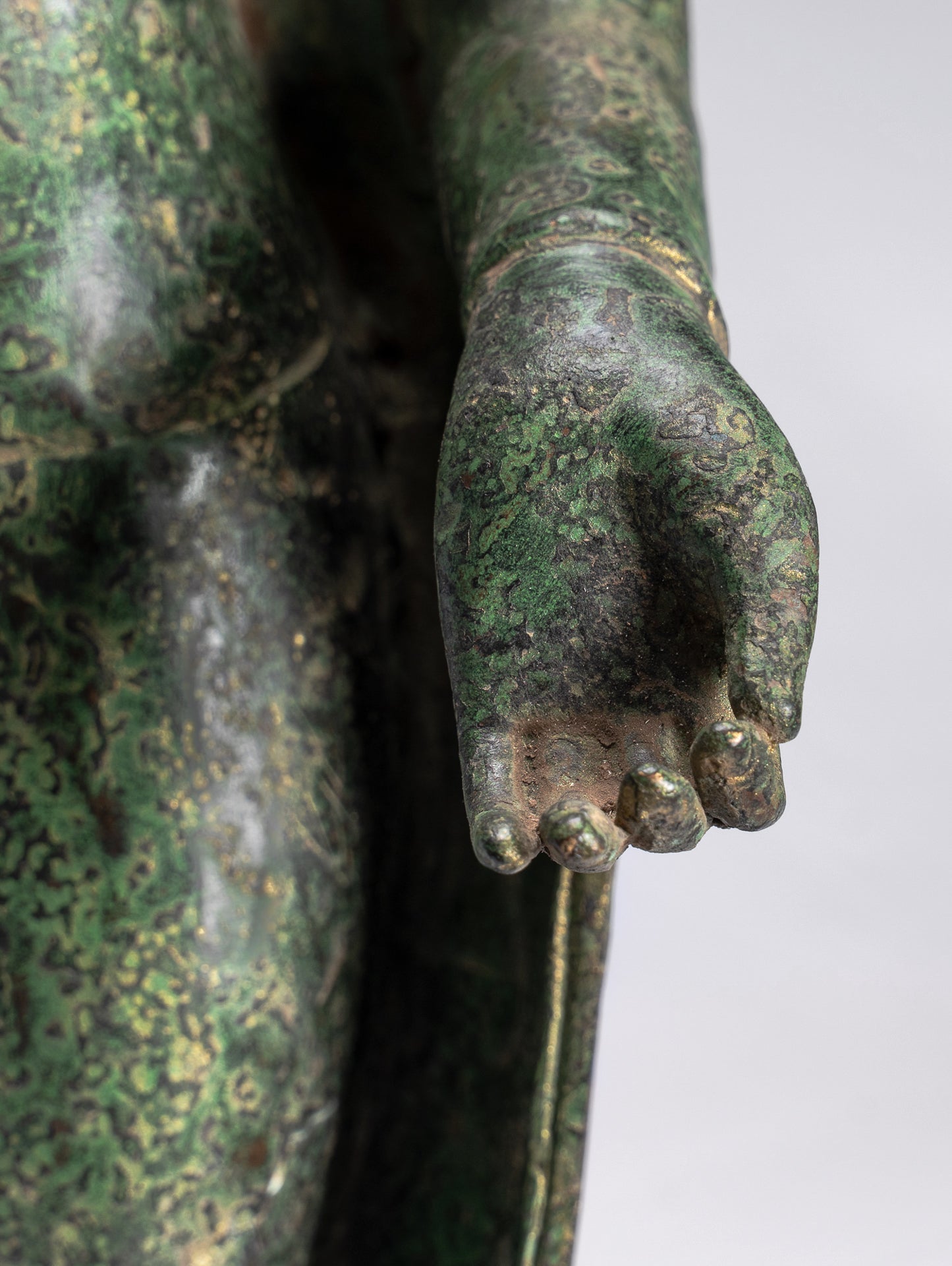 Buddha Statue - Antique Thai Style Dvaravati Bronze Standing Preaching Buddha Statue 55cm/22"