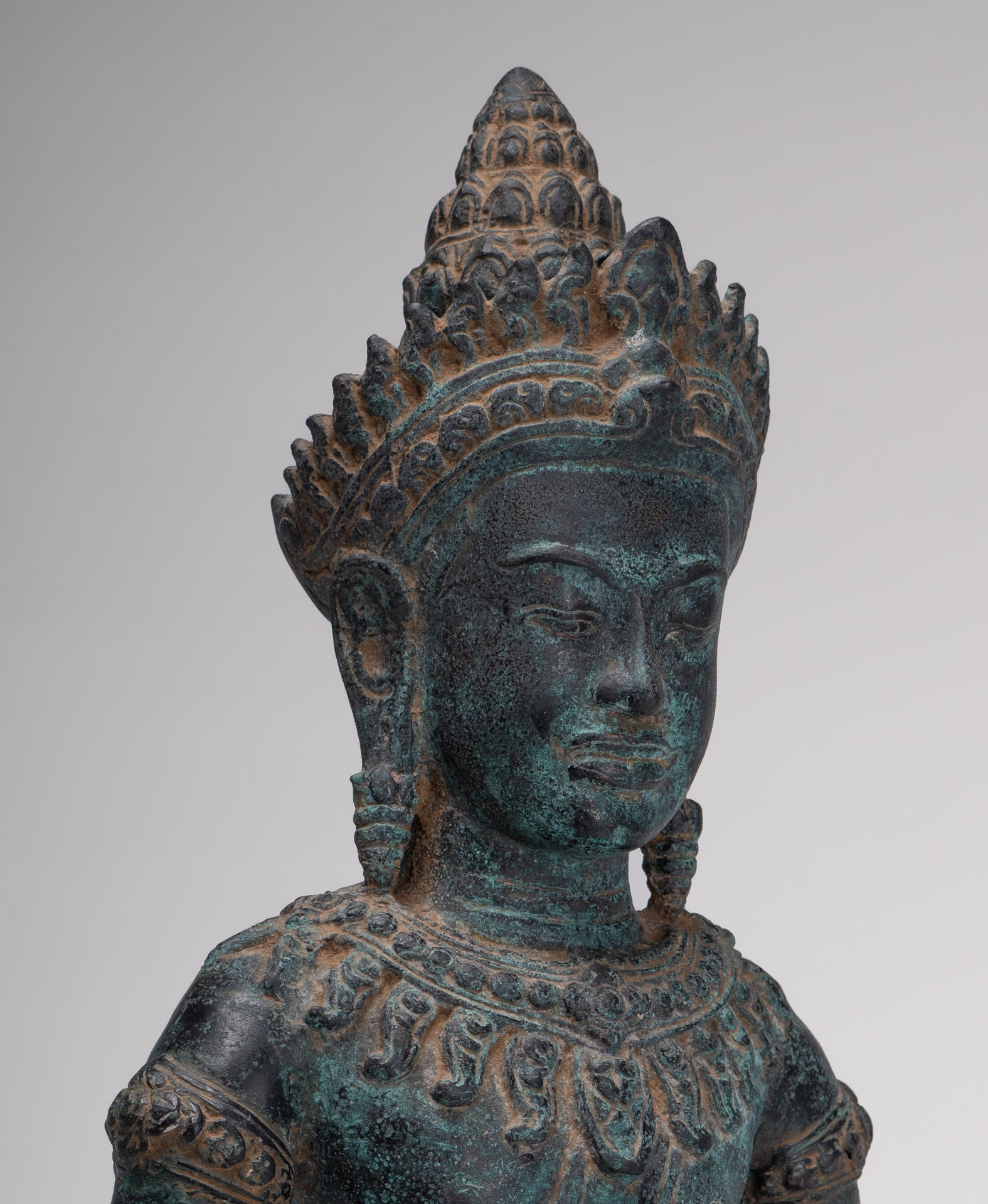 Buddha Statue - Antique Bayon Style Khmer Buddha Statue - Meditation Mudra - 43cm/17"