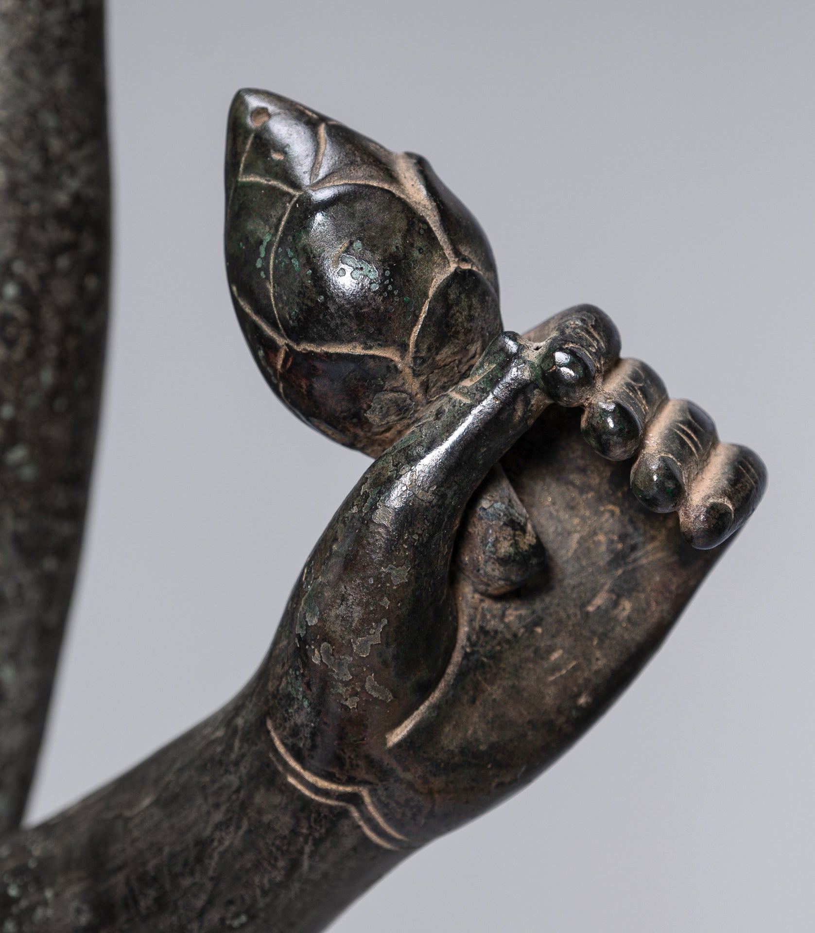 Large Antique Khmer Style Standing Bronze Bayon Style Lokeshvara Statue - 122cm/49"