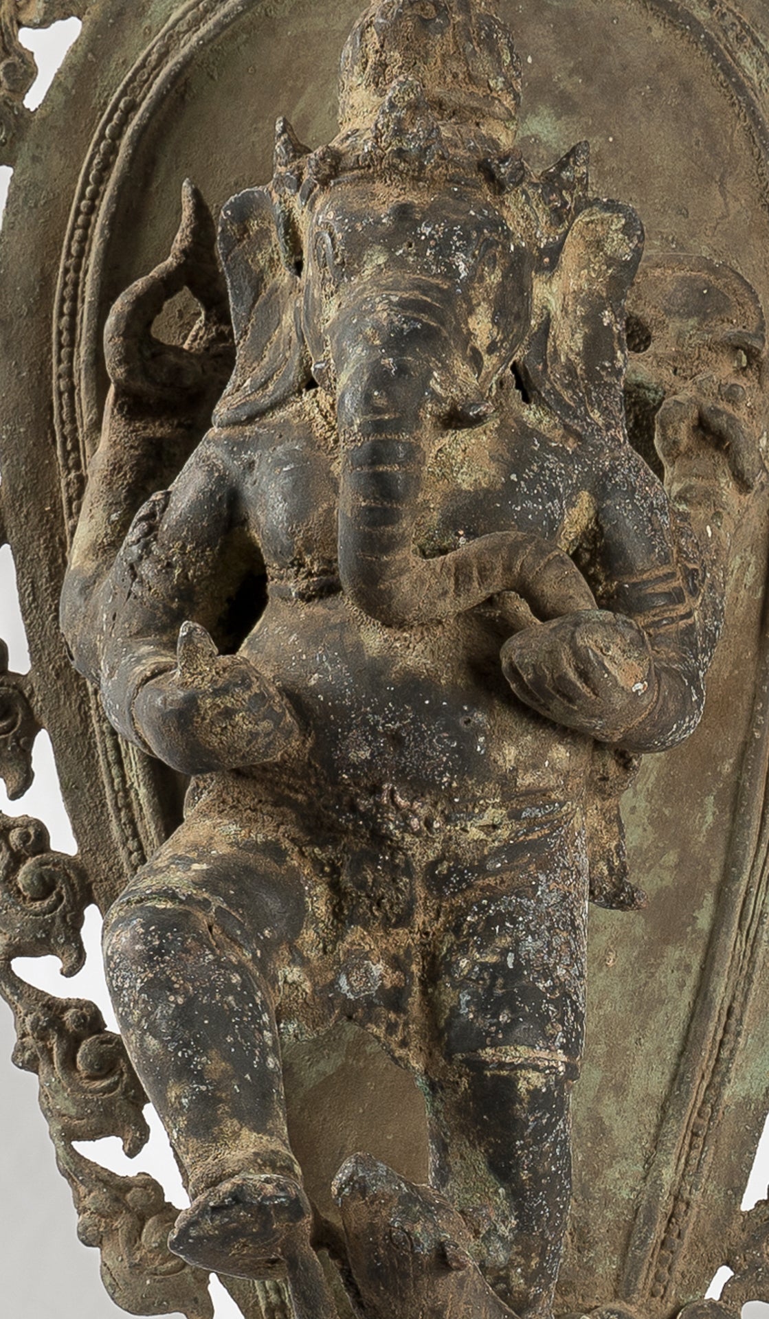 Ganesha Statue - Antique Javanese Style Bronze Dancing Indonesian Ganesha Statue - 42cm/17"