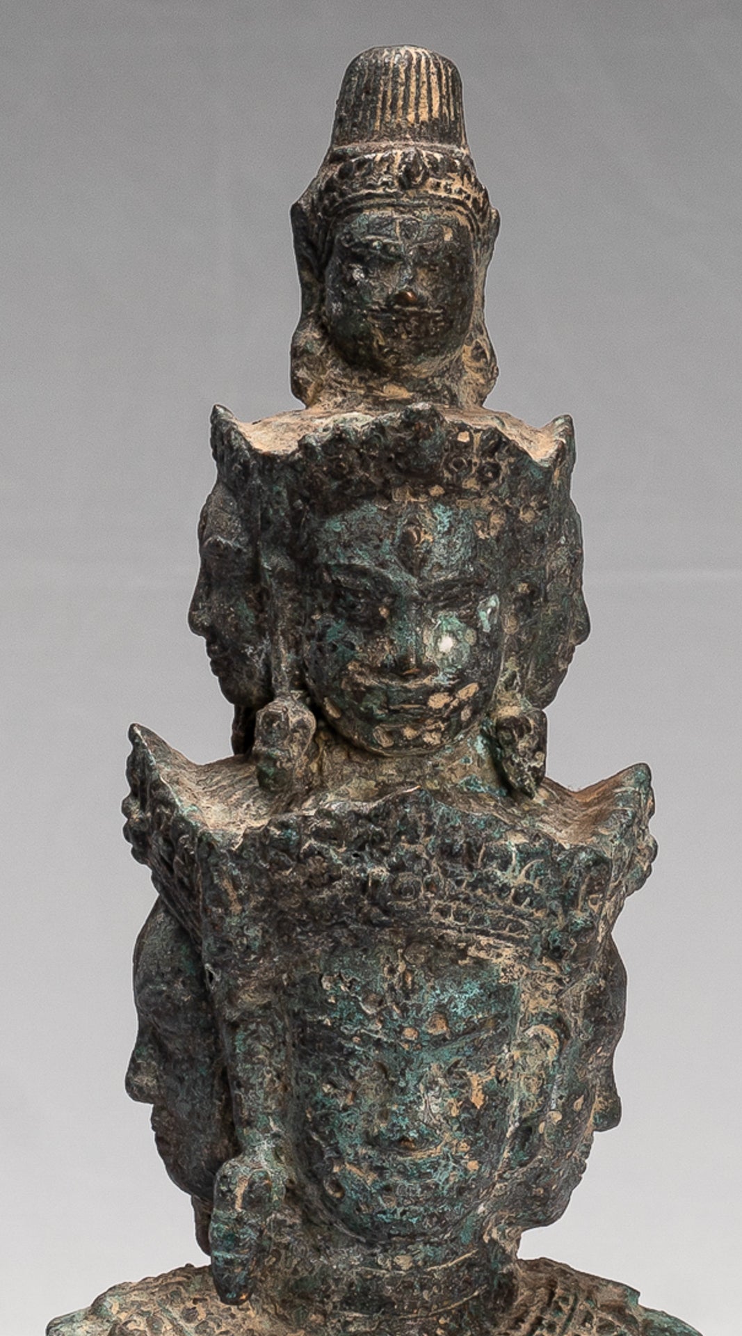 Bodhisattva - Antique Baphuon Style Mounted Bronze Hevajra Statue - 33cm/13" Tall