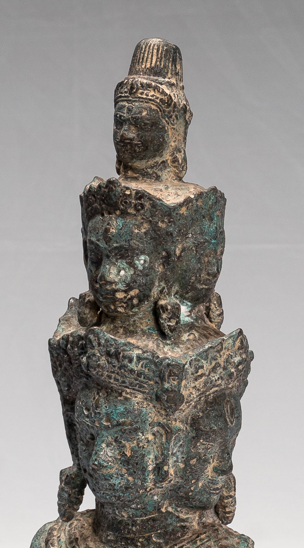 Bodhisattva - Antique Baphuon Style Mounted Bronze Hevajra Statue - 33cm/13" Tall