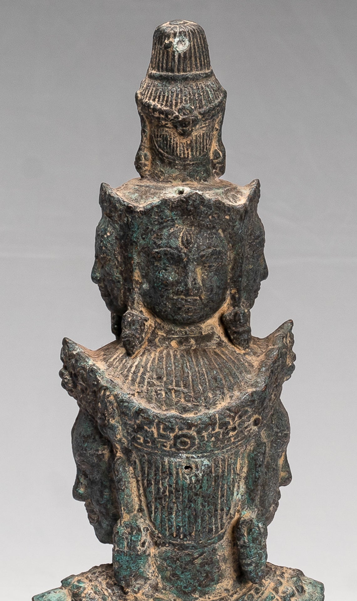 Bodhisattva - Antique Baphuon Style Mounted Bronze Hevajra Statue - 33cm/13" Tall