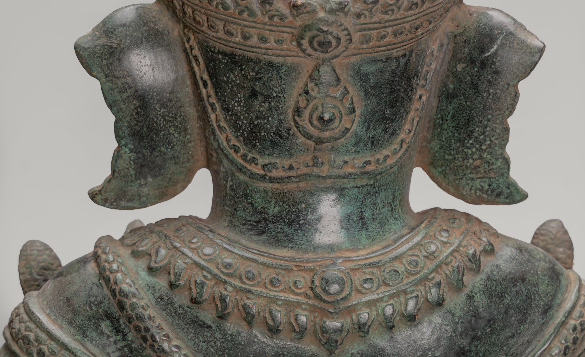 Antique Khmer Style Standing Bronze Bayon Ganesha Statue and Yoni - 86cm/34"